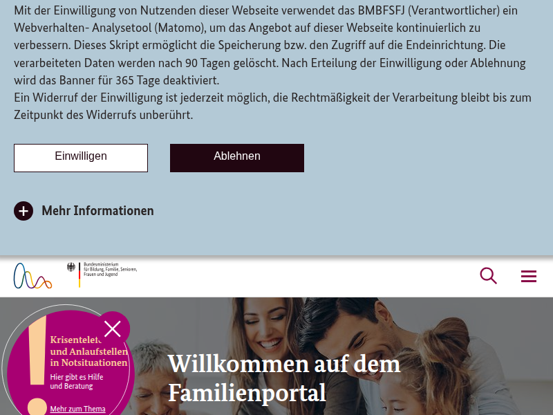 Krisentelefone & Anlaufstellen in schwierigen Situationen | Familienportal des Bundes