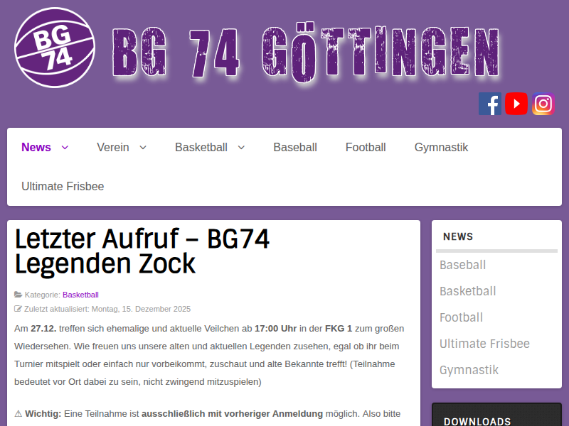 BG 74 Göttingen - News