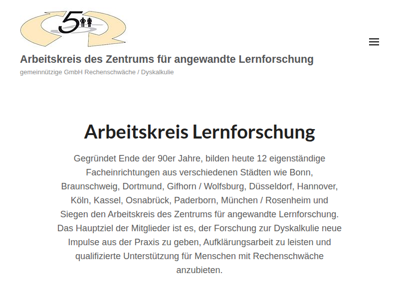 Früherkennung von Risikofaktoren einer Rechenschwäche - Arbeitskreis des Zentrums für angewandte Lernforschung