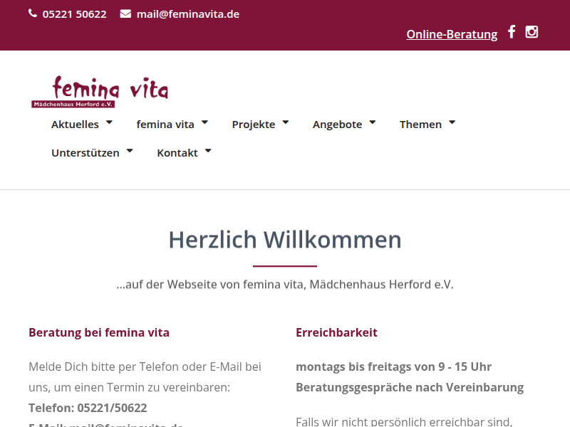 Mädchen sicher im Netz - femina vita, Mädchenhaus Herford e.V.