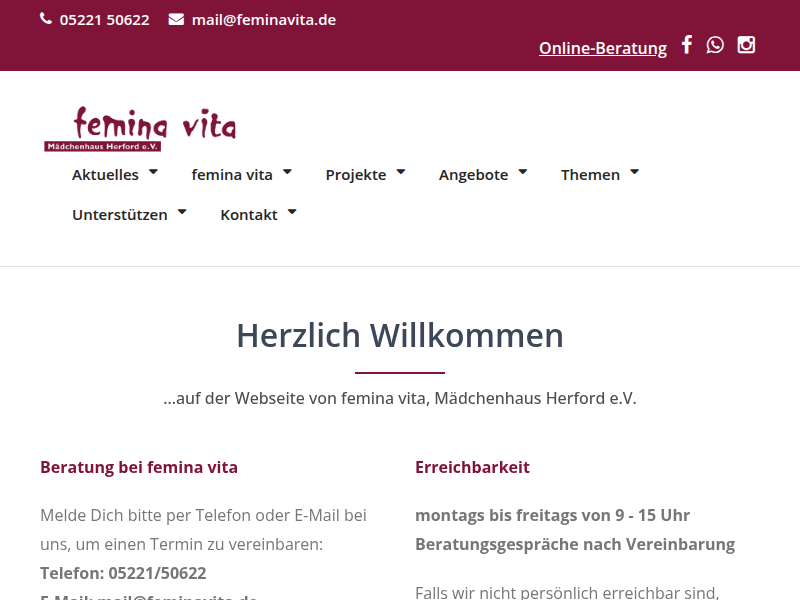 Gewalt gegen Mädchen und Frauen nimmt weiter zu - femina vita, Mädchenhaus Herford e.V.