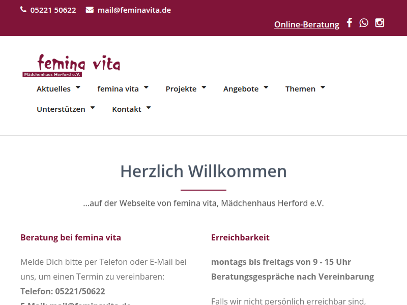 Gewalt gegen Mädchen und Frauen nimmt weiter zu - femina vita, Mädchenhaus Herford e.V.