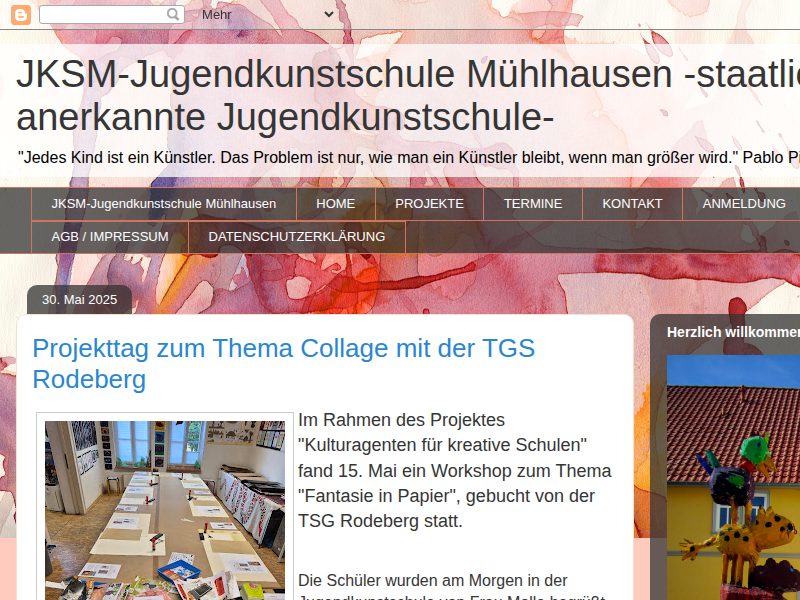 JKSM-Jugendkunstschule Mühlhausen -staatlich anerkannte Jugendkunstschule- : Mit allen 12 Sinnen