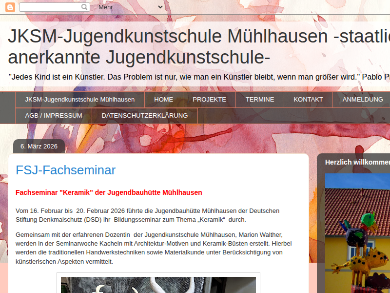 JKSM-Jugendkunstschule Mühlhausen -staatlich anerkannte Jugendkunstschule- : MÄRZKUNSTWERKE