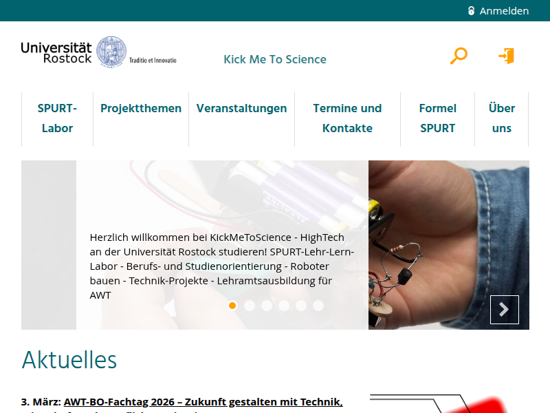 Formel SPURT - Kick Me To Science - Universität Rostock