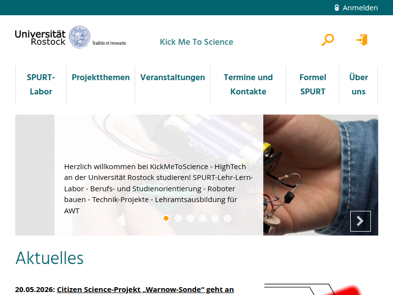 Startseite - Kick Me To Science - Universität Rostock