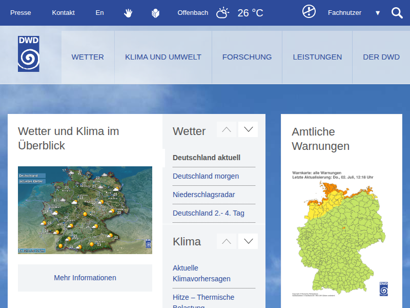 Wetter und Klima - Deutscher Wetterdienst - Startseite