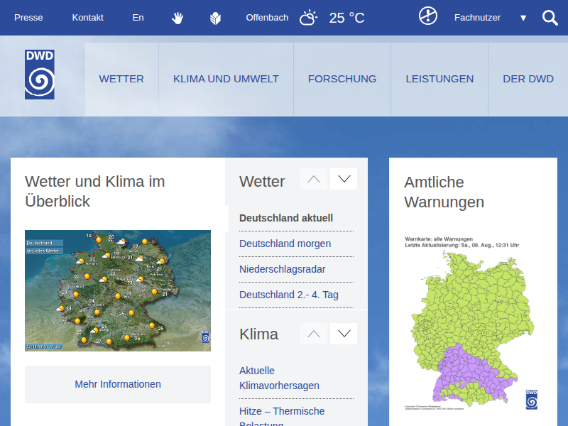 Wetter und Klima - Deutscher Wetterdienst - Startseite