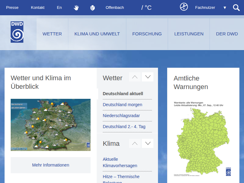 Wetter und Klima - Deutscher Wetterdienst - Startseite