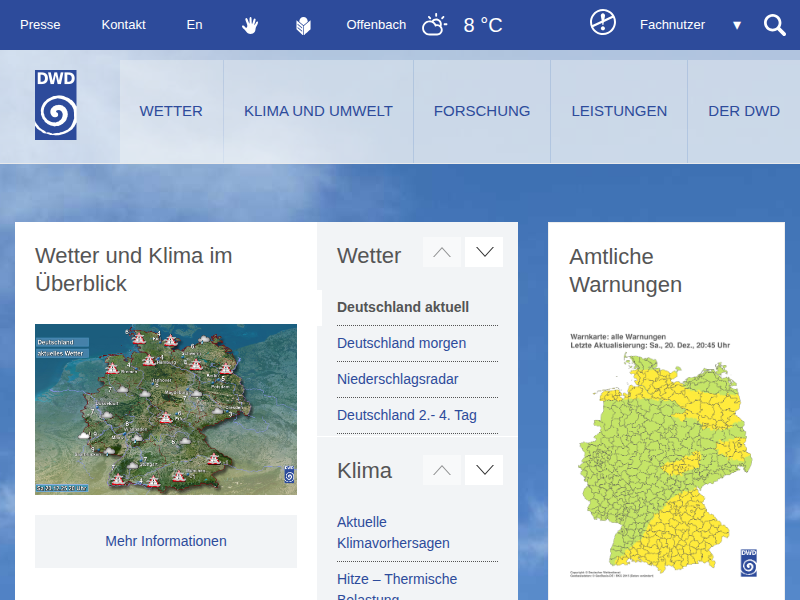 Wetter und Klima - Deutscher Wetterdienst - Startseite