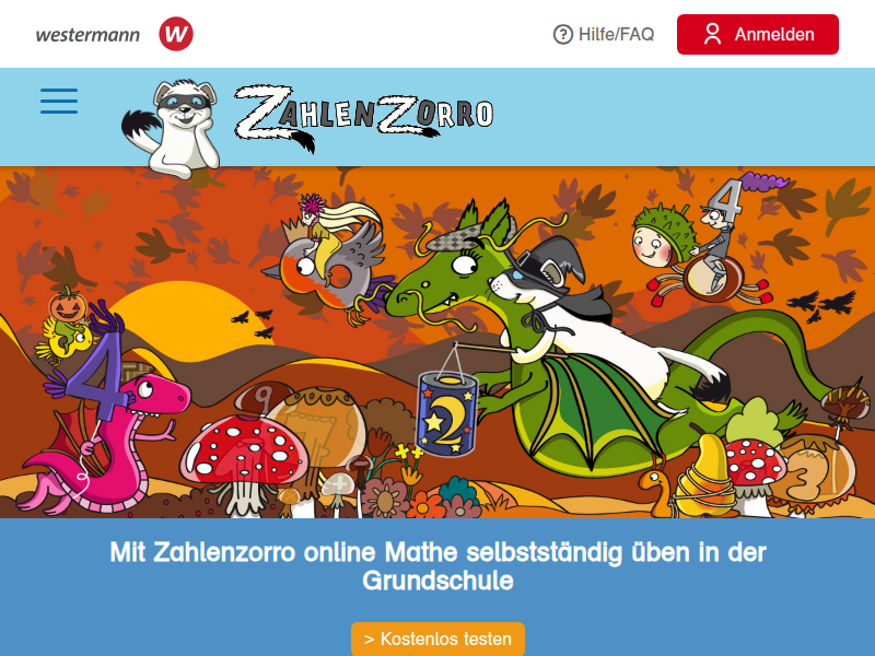 Mathe online üben - Klasse 1, 2, 3, 4 - ZAHLENZORRO