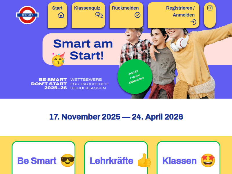 Be Smart – Don't Start | Der Wettbewerb für rauchfreie Schulklassen