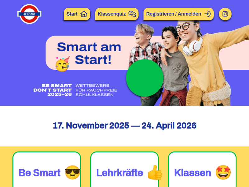 Be Smart – Don't Start | Der Wettbewerb für rauchfreie Schulklassen