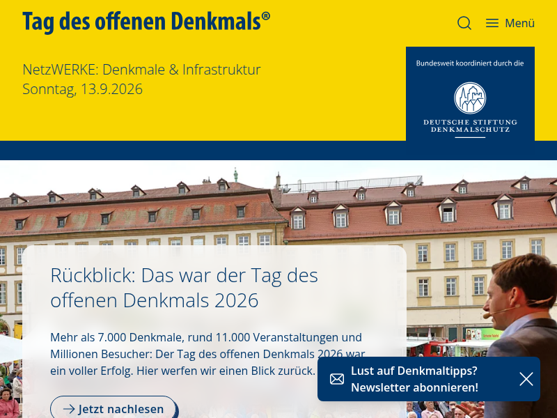 Motto zum Tag des offenen Denkmals 2026 | Tag des offenen Denkmals®