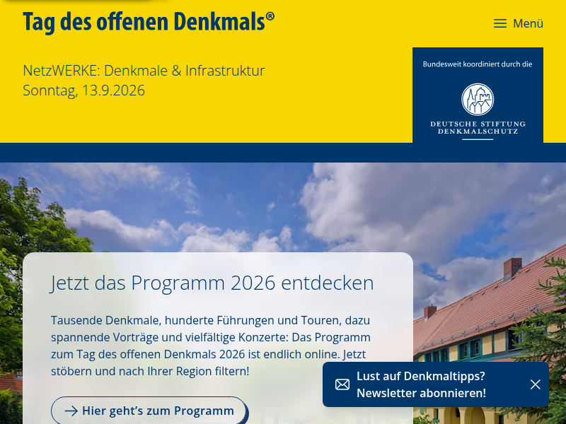 Motto zum Tag des offenen Denkmals 2026 | Tag des offenen Denkmals®