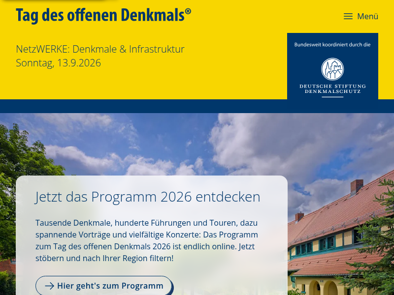 Motto zum Tag des offenen Denkmals 2026 | Tag des offenen Denkmals®