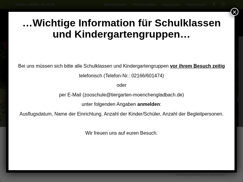 Neue Preise – erweitertes Angebot - Tiergarten Mönchengladbach