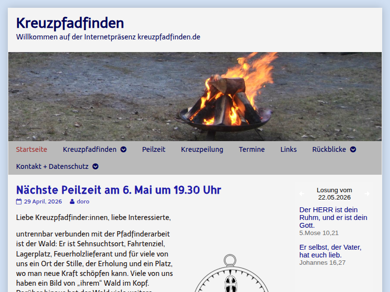 Nächste Peilzeit am 7. Juni 19.30 Uhr – Kreuzpfadfinden