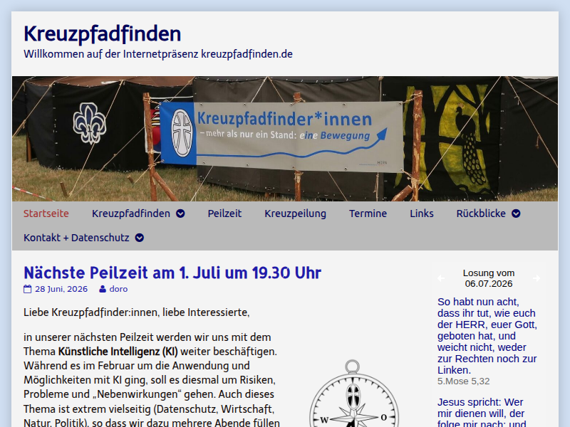 Nächste Peilzeit am Aschermittwoch, 2. März 2022 um 19:30 Uhr – Kreuzpfadfinden