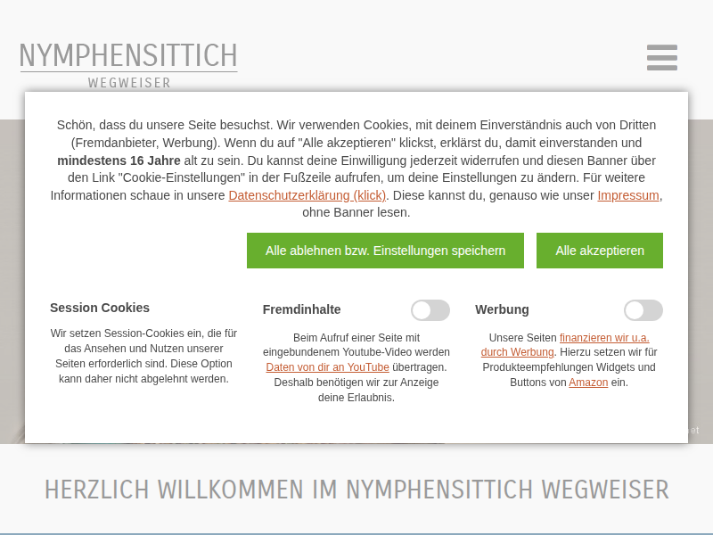 Nymphensittich Wegweiser - Gästebuch