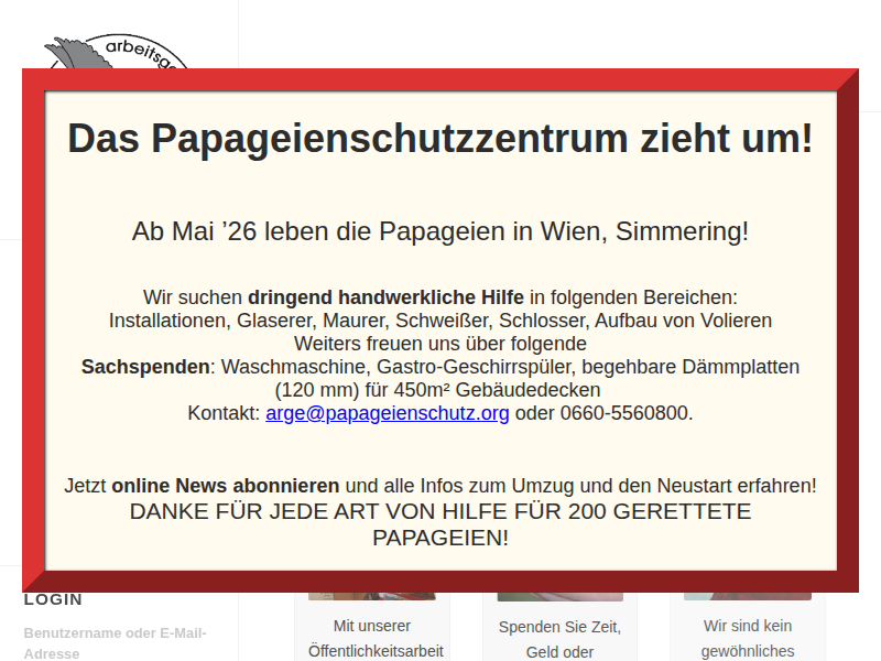Menüs für Beos – Arbeitsgemeinschaft Papageienschutz