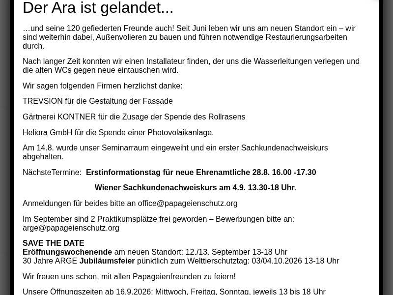 Missstände in der Papageienhaltung erkennen und tierschutzgerechte Zustände herstellen – Arbeitsgemeinschaft Papageienschutz