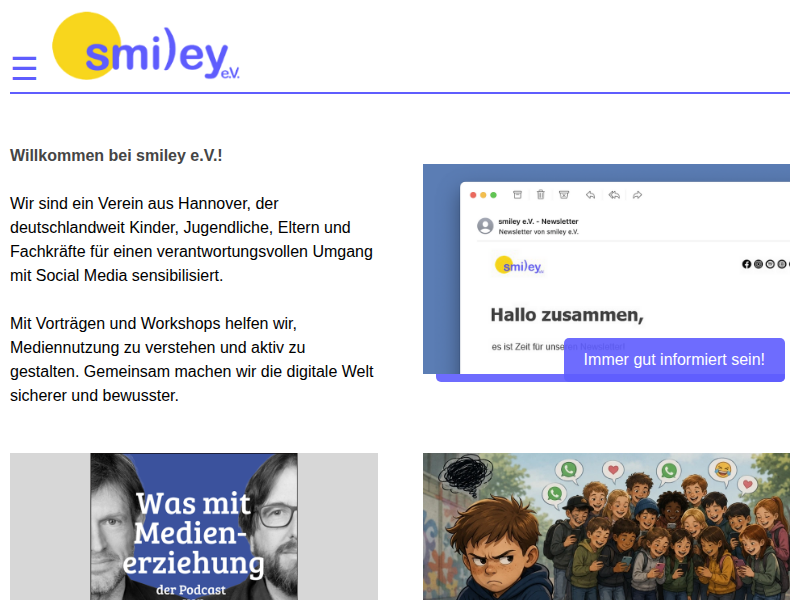 Medienkompetenz kommt nicht von alleine | smiley e.V. - smiley - Verein zur Förderung der Medienkompetenz e.V.