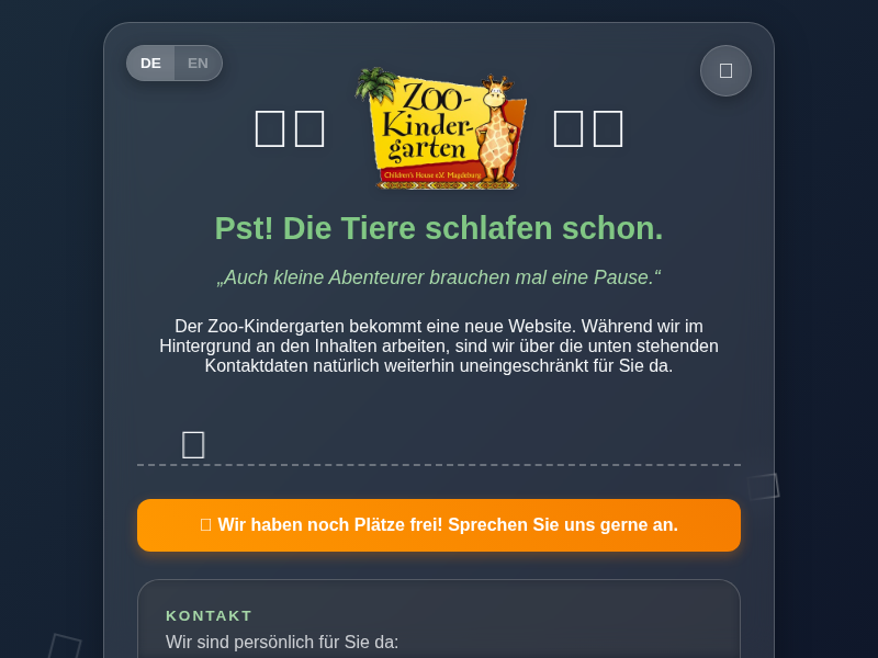 Zoo-Kindergarten Magdeburg | Bald mit neuer Website