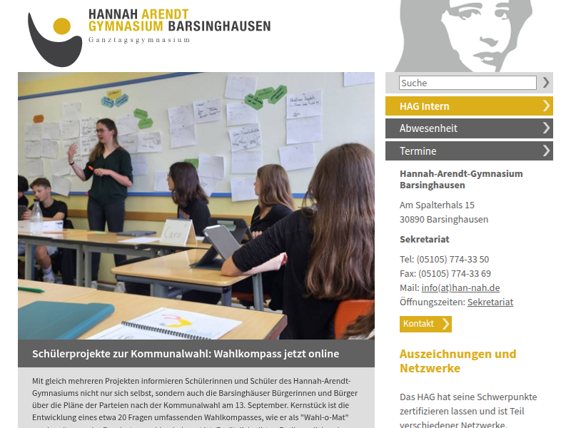 Hannah-Arendt-Gymnasium Barsinghausen |: Nachdenken über Hannah Arendt