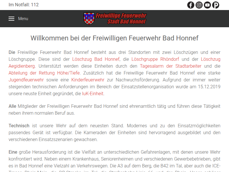 Feuerwehr Bad Honnef – Startseite