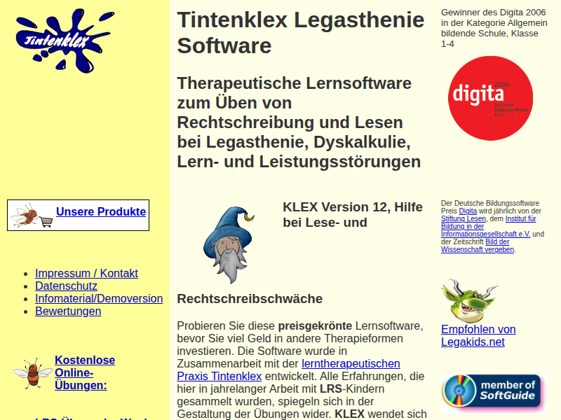 Legasthenie Software Tintenklex, Handbuch