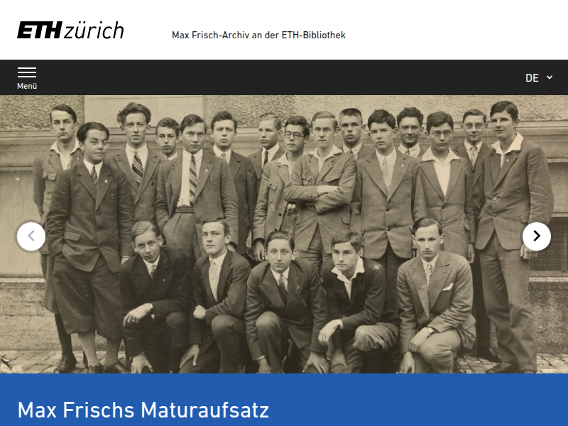 Max Frischs Maturaufsatz veröffentlicht – Max Frisch-Archiv an der ETH-Bibliothek | ETH Zürich