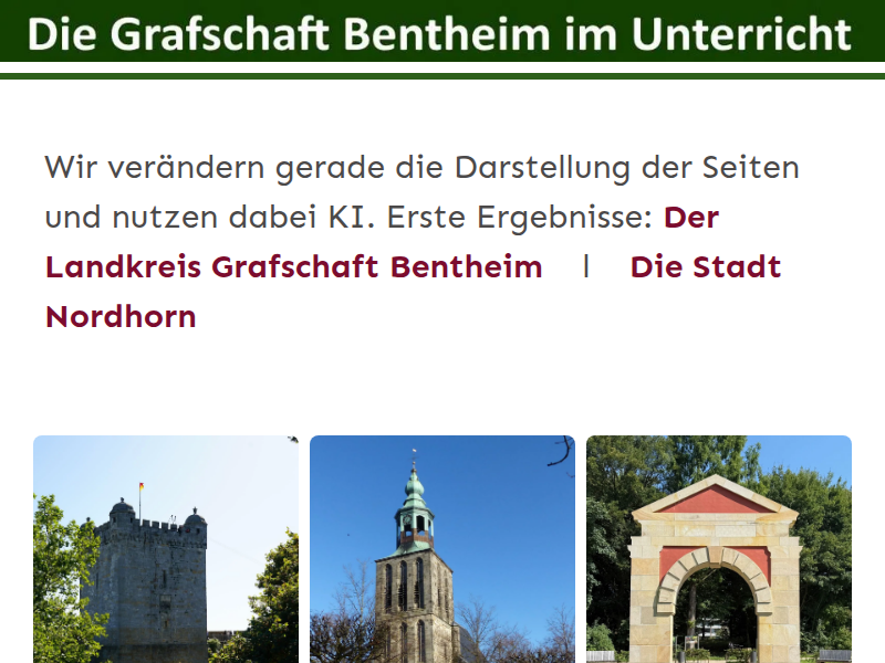 Die Grafschaft Bentheim im Unterricht - Texte und Aufgaben für Grafschafter Kinder